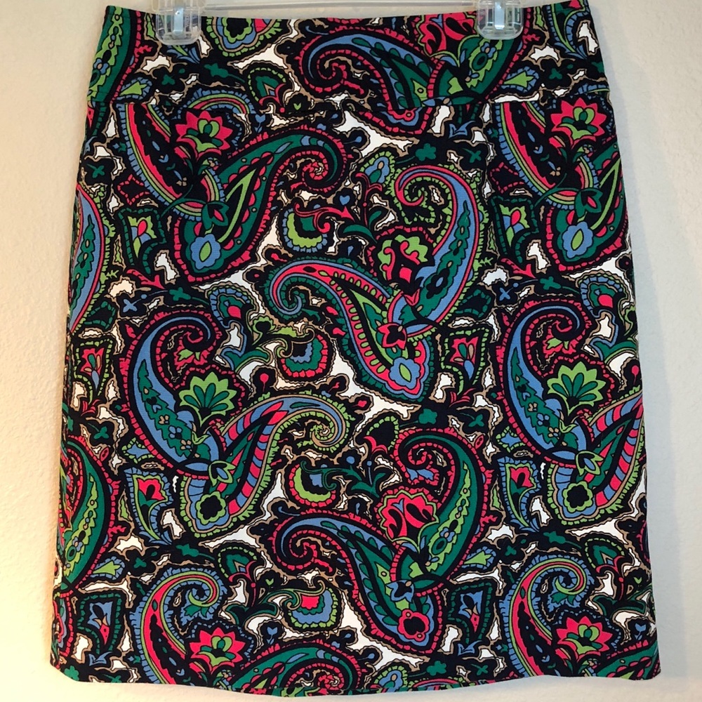 Talbots l Navy Paisley Straight Pencil Skirt Sz 10